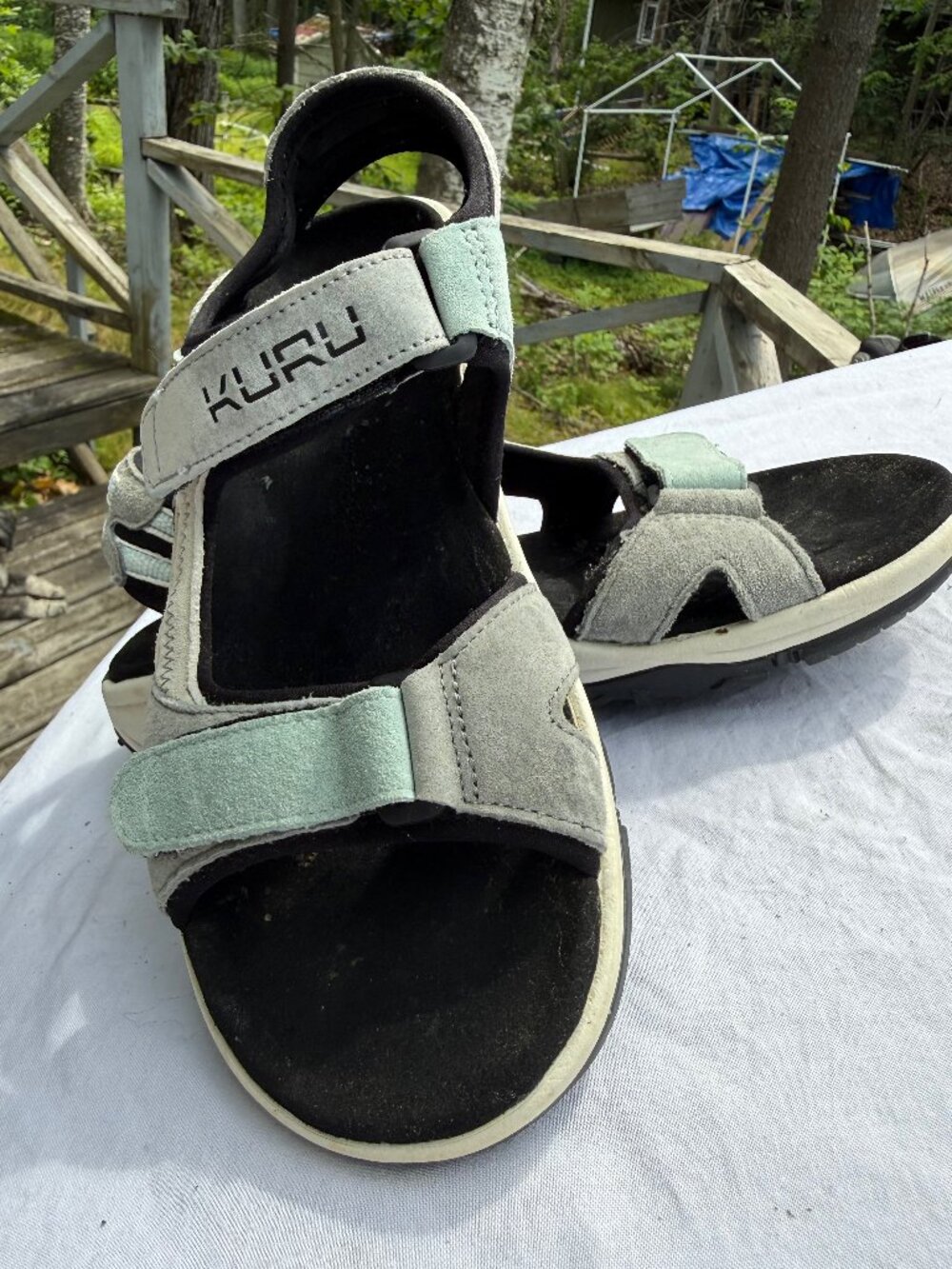 KURU Tread Fossil Gray Sky Blue Active Outdoor Sandals Women's Size 10